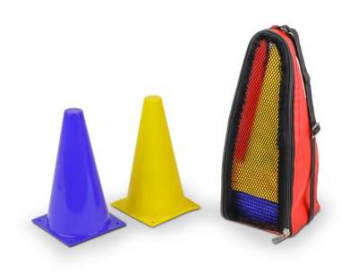 Lot De 25 Cônes De Marquage Football - 5 Couleurs Vives, Plots D'Entraînement Sécurisés Pour Enfants Et Adultes, Avec Sac De Transport Et Supports Plastique