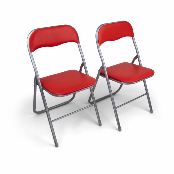 HAEST Folding Chairs - Silver and Red